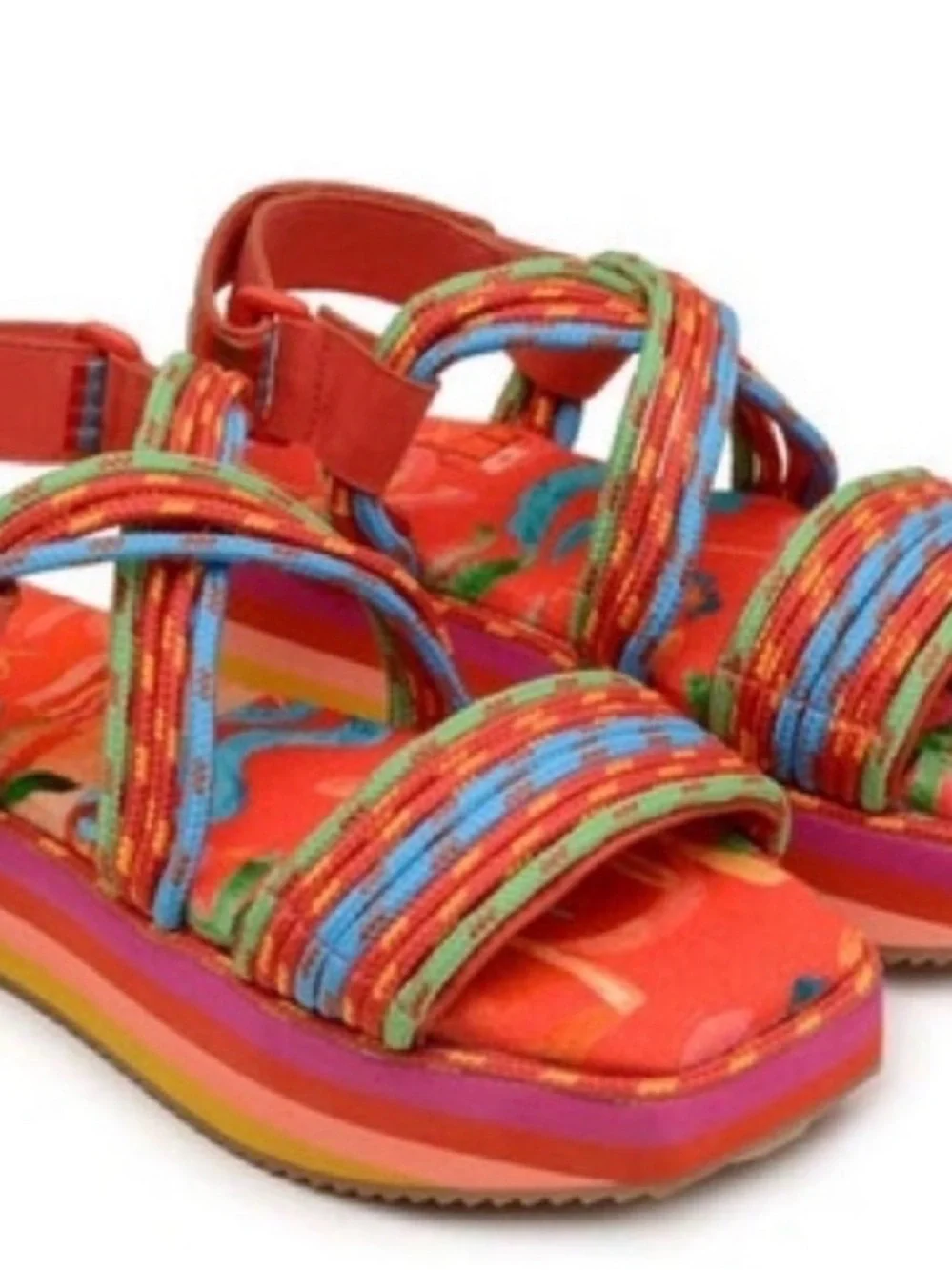 FARM Rio Red Multicolor Strappy Platform Sandals - Picture 1 of 2